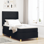 Casa si Gradina - Mobilier - Paturi si accesorii - Paturi - Pat cu saltea cu cadru negru 100x200 cm din stofa - Infinity.ro