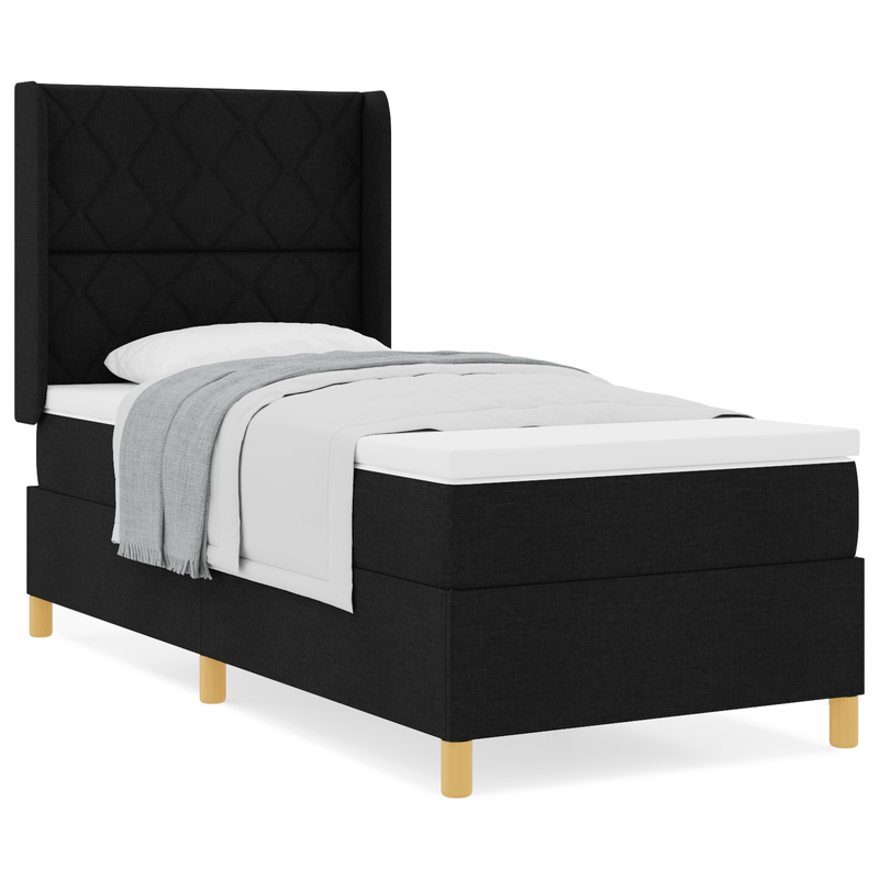 Casa si Gradina - Mobilier - Paturi si accesorii - Paturi - Pat cu saltea cu cadru negru 100x200 cm din stofa - Infinity.ro