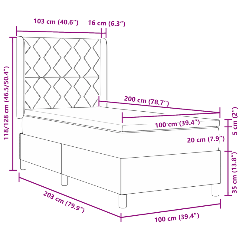 Casa si Gradina - Mobilier - Paturi si accesorii - Paturi - Pat cu saltea cu cadru negru 100x200 cm din stofa - Infinity.ro