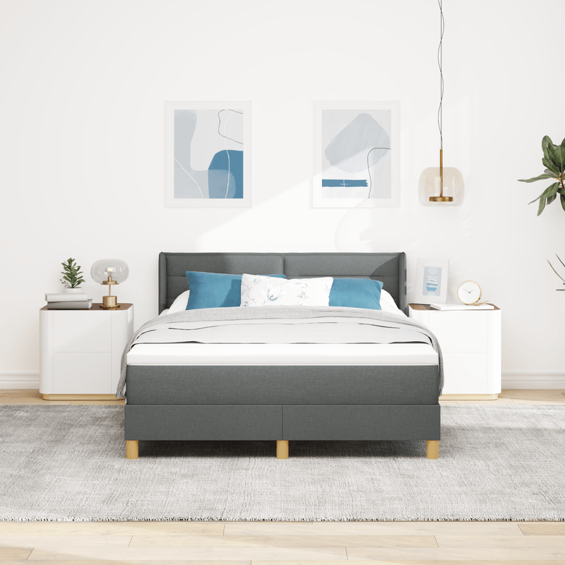 Casa si Gradina - Mobilier - Paturi si accesorii - Paturi - Pat cu somiera  cu saltea gri inchis 140x190 cm din tesatura - Infinity.ro