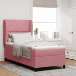 Casa si Gradina - Mobilier - Paturi si accesorii - Paturi - Pat box spring cu saltea, roz, 90x190 cm, catifea - Infinity.ro