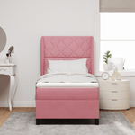 Casa si Gradina - Mobilier - Paturi si accesorii - Paturi - Pat box spring cu saltea, roz, 90x190 cm, catifea - Infinity.ro