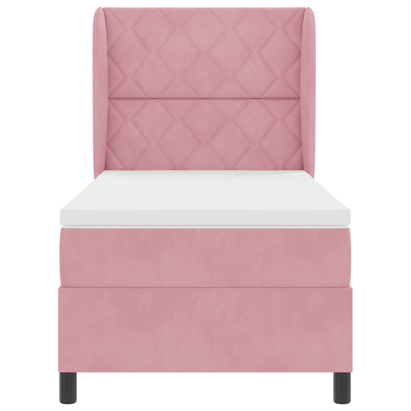 Casa si Gradina - Mobilier - Paturi si accesorii - Paturi - Pat box spring cu saltea, roz, 90x190 cm, catifea - Infinity.ro
