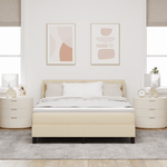 Casa si Gradina - Mobilier - Paturi si accesorii - Paturi - Pat Box Spring  cu Saltea Crem 160x200 cm Fabric - Infinity.ro