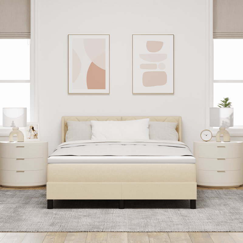 Casa si Gradina - Mobilier - Paturi si accesorii - Paturi - Pat Box Spring  cu Saltea Crem 160x200 cm Fabric - Infinity.ro