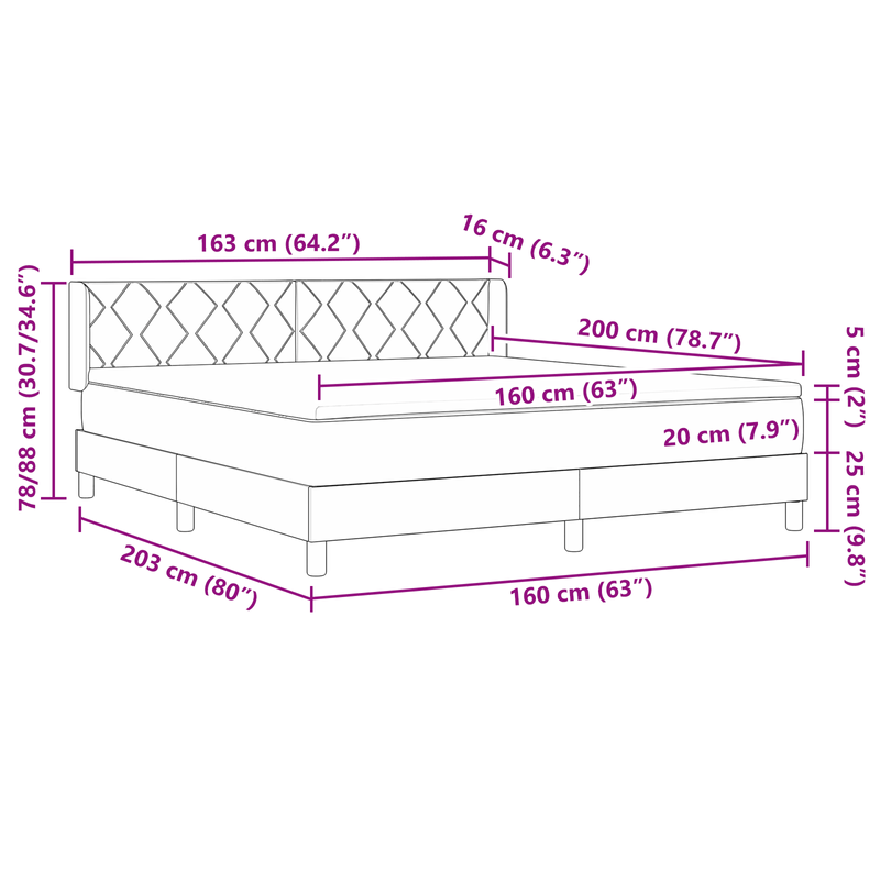 Casa si Gradina - Mobilier - Paturi si accesorii - Paturi - Pat Box Spring  cu Saltea Crem 160x200 cm Fabric - Infinity.ro