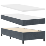 Casa si Gradina - Mobilier - Paturi si accesorii - Paturi - Pat box spring cu saltea, gri inchis, 90x200 cm, catifea - Infinity.ro