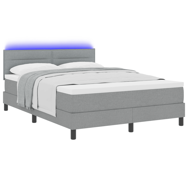 Casa si Gradina - Mobilier - Paturi si accesorii - Paturi - Pat cu Somier si Saltea cu LED Gri Deschis 160x200 cm Material Textil - Infinity.ro