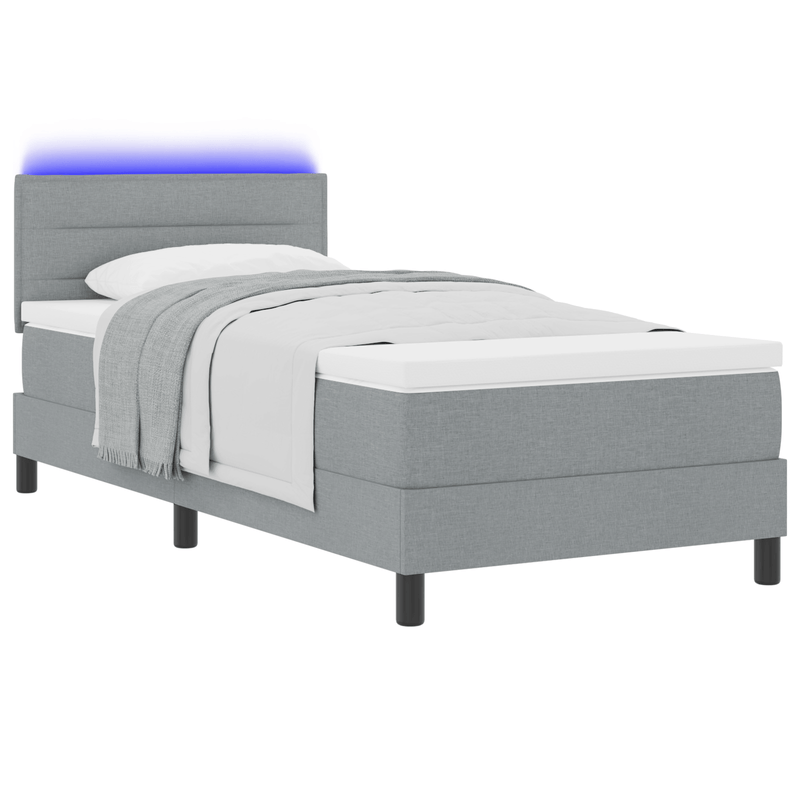 Casa si Gradina - Mobilier - Paturi si accesorii - Paturi - Pat cu arcuri cu saltea & lumina LED gri 80x200 cm tesatura - Infinity.ro