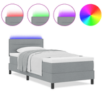 Casa si Gradina - Mobilier - Paturi si accesorii - Paturi - Pat cu arcuri cu saltea & lumina LED gri 80x200 cm tesatura - Infinity.ro