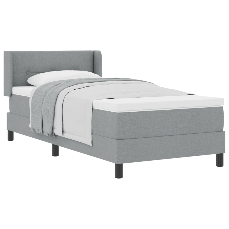 Casa si Gradina - Mobilier - Paturi si accesorii - Paturi - Pat cu arcuri si saltea gri deschis 90x190 cm material textil - Infinity.ro