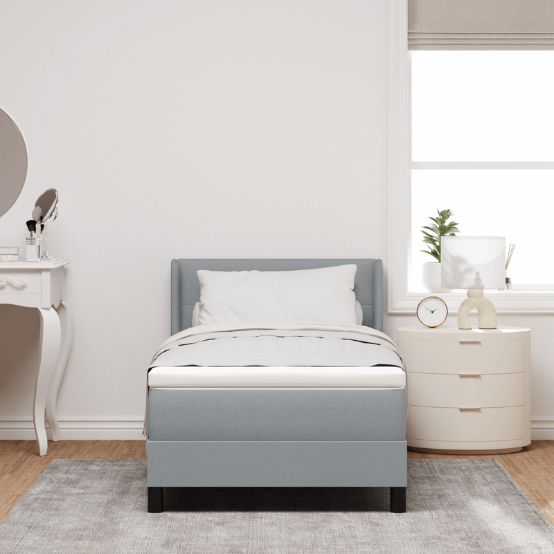 Casa si Gradina - Mobilier - Paturi si accesorii - Paturi - Pat cu arcuri si saltea gri deschis 90x190 cm material textil - Infinity.ro