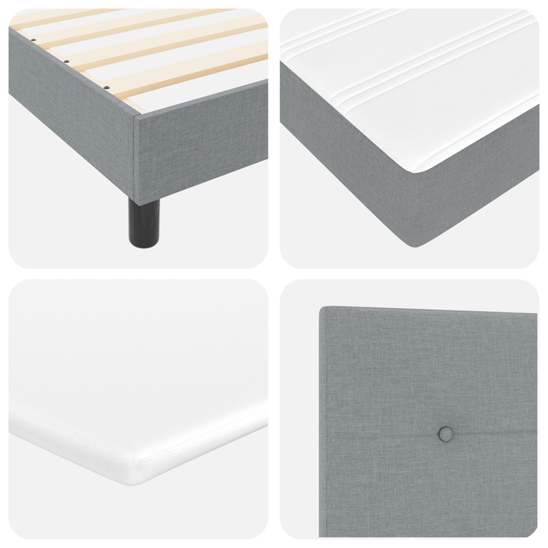 Casa si Gradina - Mobilier - Paturi si accesorii - Paturi - Pat cu arcuri si saltea gri deschis 90x190 cm material textil - Infinity.ro