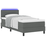 Casa si Gradina - Mobilier - Paturi si accesorii - Paturi - Pat cu arcuri si saltea & LED Gri Intunecat 80x200 cm Tesatura - Infinity.ro