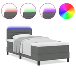 Casa si Gradina - Mobilier - Paturi si accesorii - Paturi - Pat cu arcuri si saltea & LED Gri Intunecat 80x200 cm Tesatura - Infinity.ro