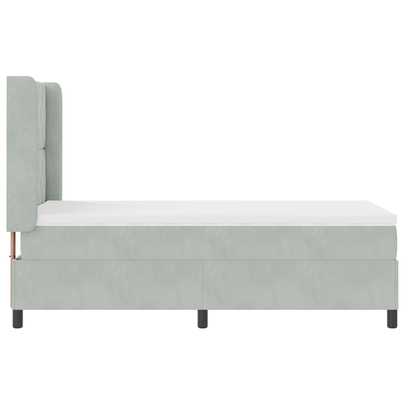 Casa si Gradina - Mobilier - Paturi si accesorii - Paturi - Pat box spring cu saltea, gri deschis, 100x200 cm, catifea - Infinity.ro
