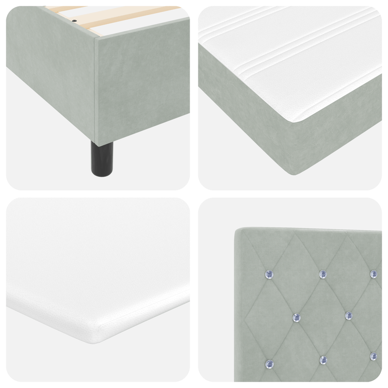 Casa si Gradina - Mobilier - Paturi si accesorii - Paturi - Pat box spring cu saltea, gri deschis, 100x200 cm, catifea - Infinity.ro