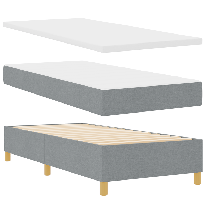 Casa si Gradina - Mobilier - Paturi si accesorii - Paturi - Pat box spring cu saltea, gri deschis, 100x200 cm, textil - Infinity.ro