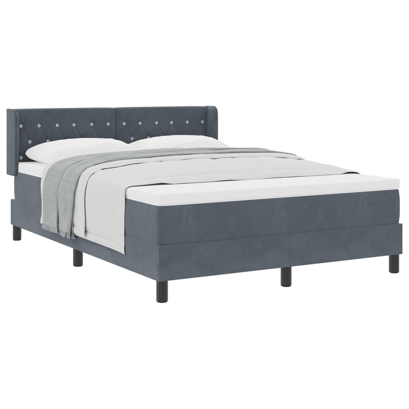 Casa si Gradina - Mobilier - Paturi si accesorii - Paturi - Pat box spring cu saltea, gri inchis, 140x200 cm, catifea - Infinity.ro