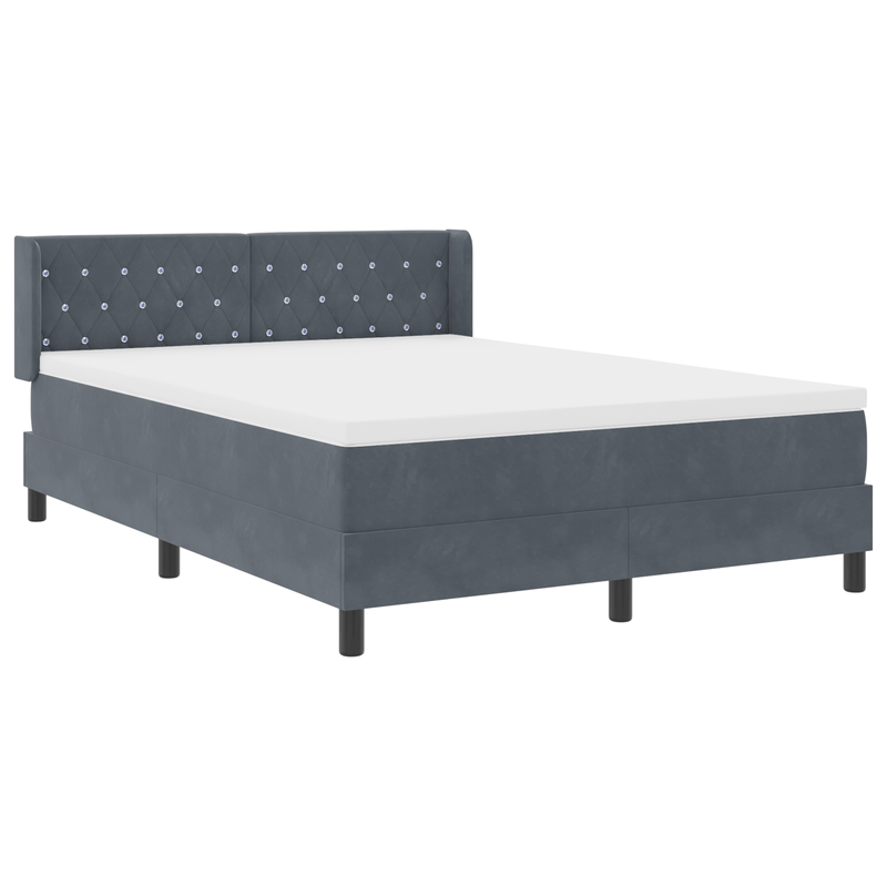 Casa si Gradina - Mobilier - Paturi si accesorii - Paturi - Pat box spring cu saltea, gri inchis, 140x200 cm, catifea - Infinity.ro