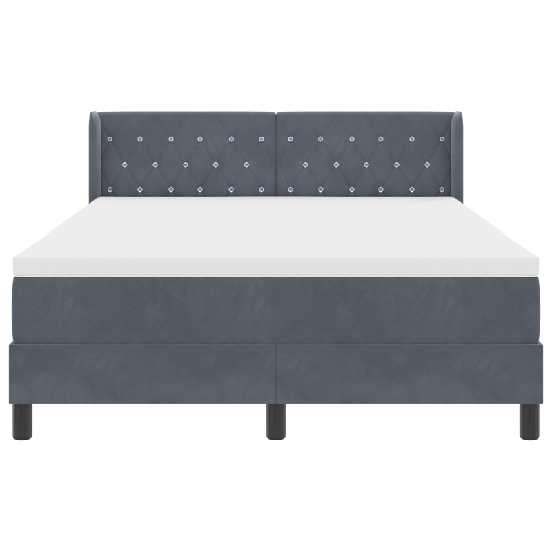Casa si Gradina - Mobilier - Paturi si accesorii - Paturi - Pat box spring cu saltea, gri inchis, 140x200 cm, catifea - Infinity.ro