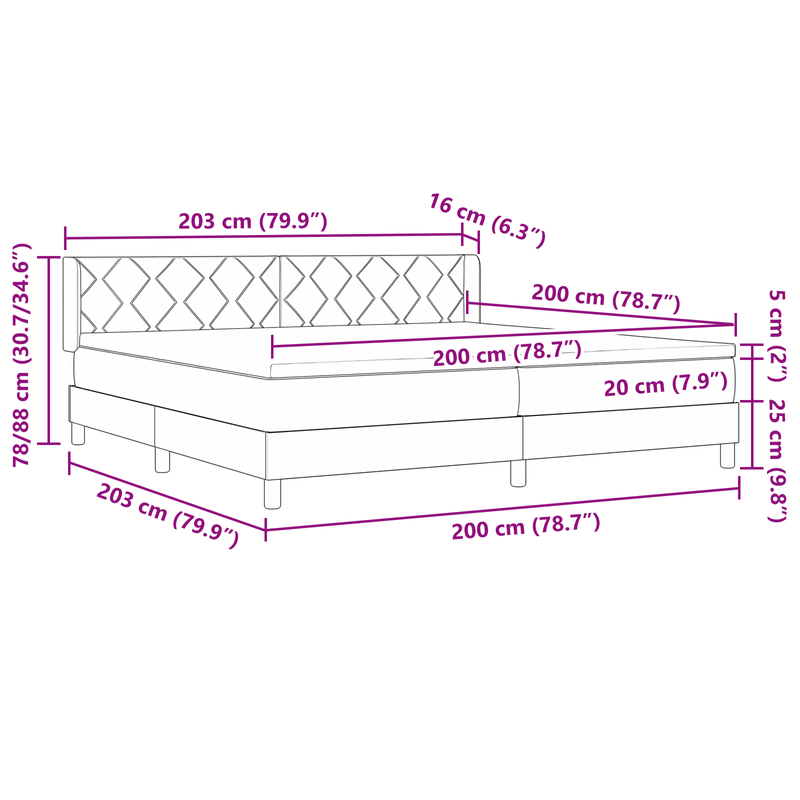 Casa si Gradina - Mobilier - Paturi si accesorii - Paturi - Pat Box Spring  cu Saltea Albastra 200x200 cm Textil - Infinity.ro