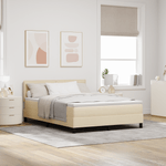 Casa si Gradina - Mobilier - Paturi si accesorii - Paturi - Pat Box Spring cu Saltea si LED Crem 140x190 cm Fabric - Infinity.ro