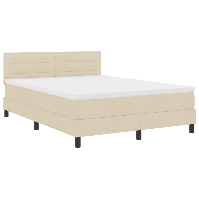 Casa si Gradina - Mobilier - Paturi si accesorii - Paturi - Pat Box Spring cu Saltea si LED Crem 140x190 cm Fabric - Infinity.ro