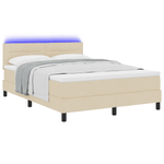 Casa si Gradina - Mobilier - Paturi si accesorii - Paturi - Pat Box Spring cu Saltea si LED Crem 140x190 cm Fabric - Infinity.ro