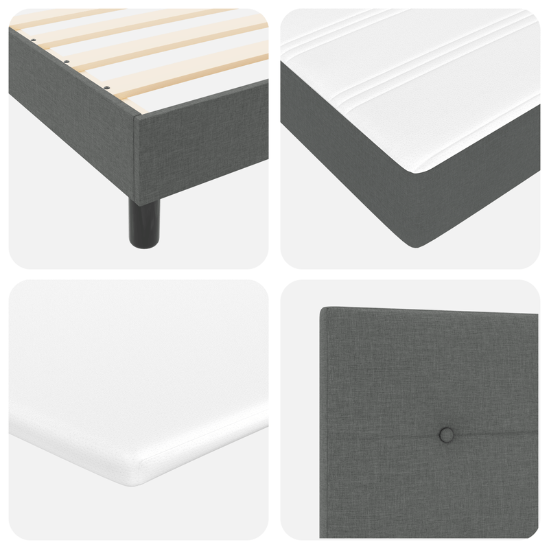Casa si Gradina - Mobilier - Paturi si accesorii - Paturi - Pat cu arcuri  cu saltea gri inchis 90x200 cm din tesatura - Infinity.ro