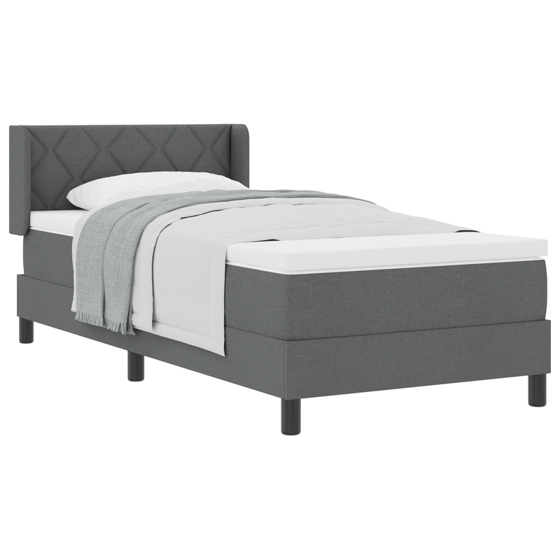 Casa si Gradina - Mobilier - Paturi si accesorii - Paturi - Pat cu arcuri  cu saltea gri inchis 90x190 cm din tesatura - Infinity.ro