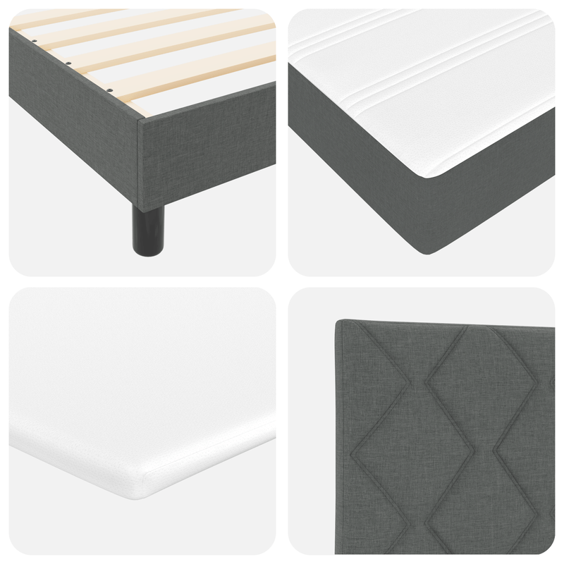 Casa si Gradina - Mobilier - Paturi si accesorii - Paturi - Pat cu arcuri  cu saltea gri inchis 90x190 cm din tesatura - Infinity.ro