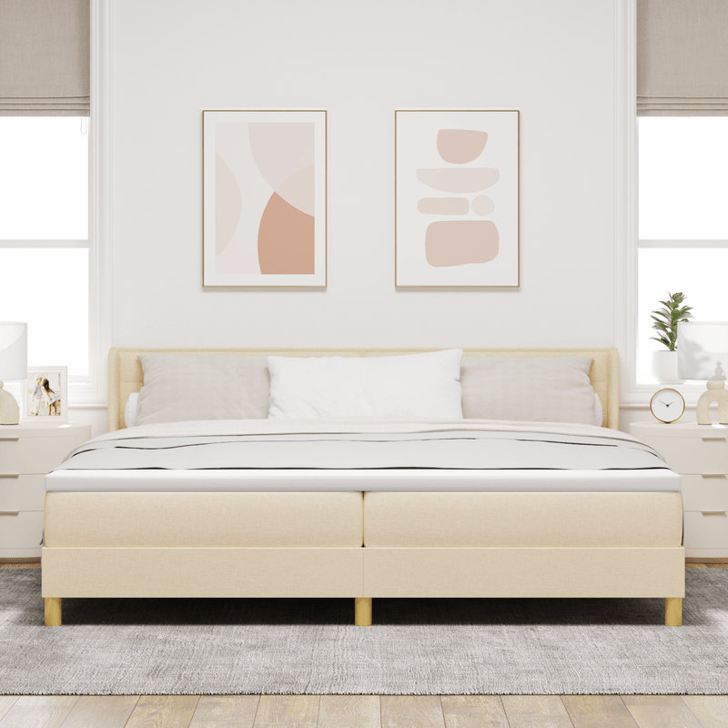 Casa si Gradina - Mobilier - Paturi si accesorii - Paturi - Pat cu arcuri  cu saltea crem 200x200 cm tesatura - Infinity.ro
