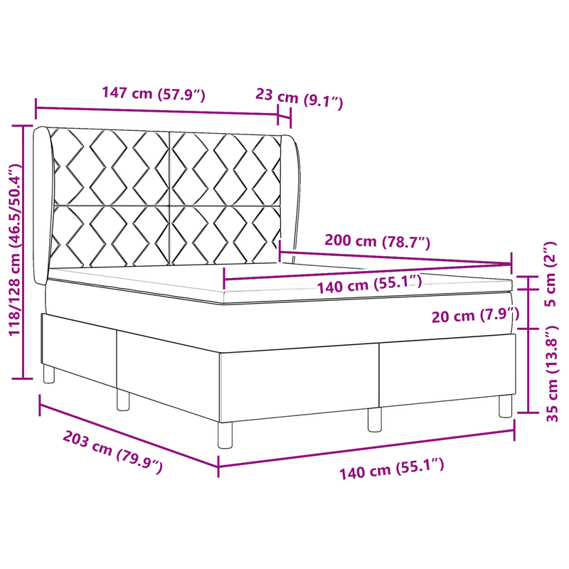 Casa si Gradina - Mobilier - Paturi si accesorii - Paturi - Pat box spring cu saltea, gri deschis, 140x200 cm, catifea - Infinity.ro