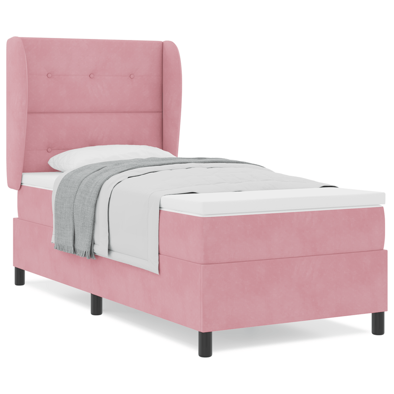 Casa si Gradina - Mobilier - Paturi si accesorii - Paturi - Pat box spring cu saltea, roz, 80x200 cm, catifea - Infinity.ro