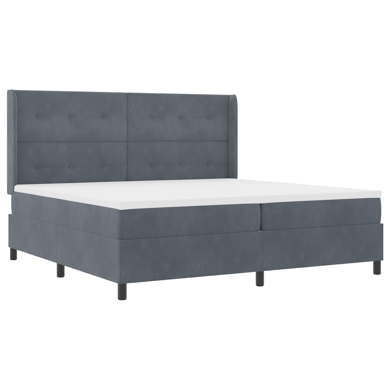 Casa si Gradina - Mobilier - Paturi si accesorii - Paturi - Pat box spring cu saltea, gri inchis, 200x200 cm, catifea - Infinity.ro