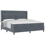 Casa si Gradina - Mobilier - Paturi si accesorii - Paturi - Pat box spring cu saltea, gri inchis, 200x200 cm, catifea - Infinity.ro