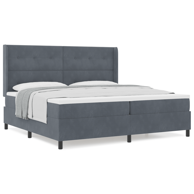 Casa si Gradina - Mobilier - Paturi si accesorii - Paturi - Pat box spring cu saltea, gri inchis, 200x200 cm, catifea - Infinity.ro