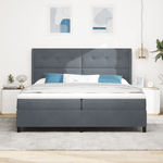 Casa si Gradina - Mobilier - Paturi si accesorii - Paturi - Pat box spring cu saltea, gri inchis, 200x200 cm, catifea - Infinity.ro