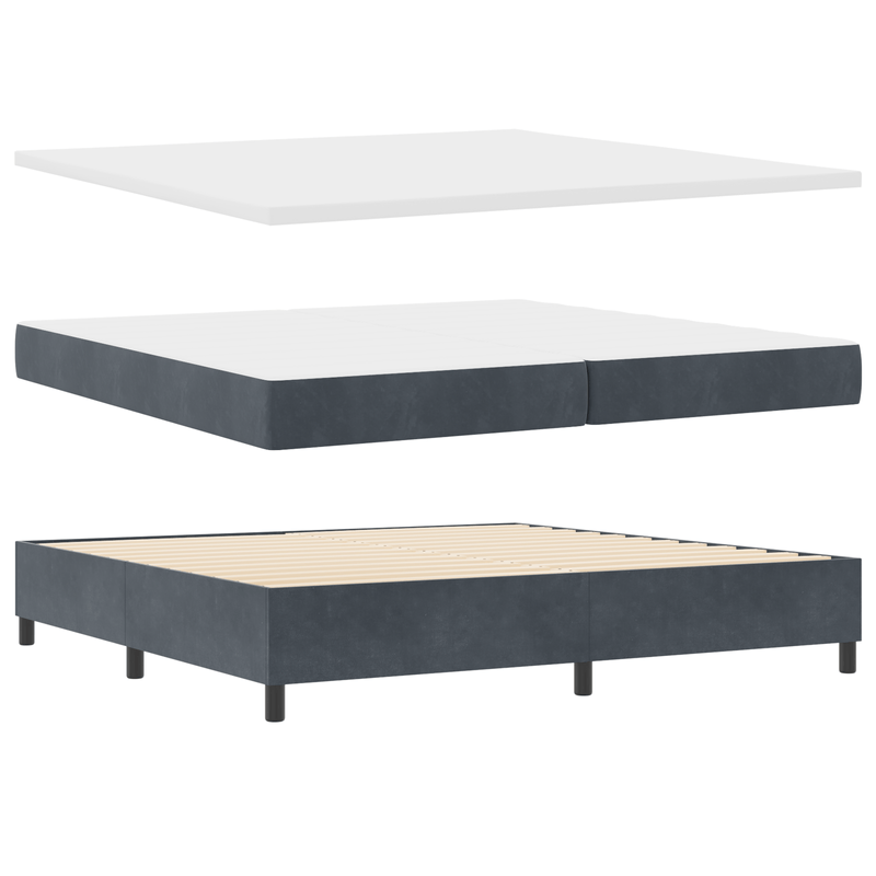 Casa si Gradina - Mobilier - Paturi si accesorii - Paturi - Pat box spring cu saltea, gri inchis, 200x200 cm, catifea - Infinity.ro