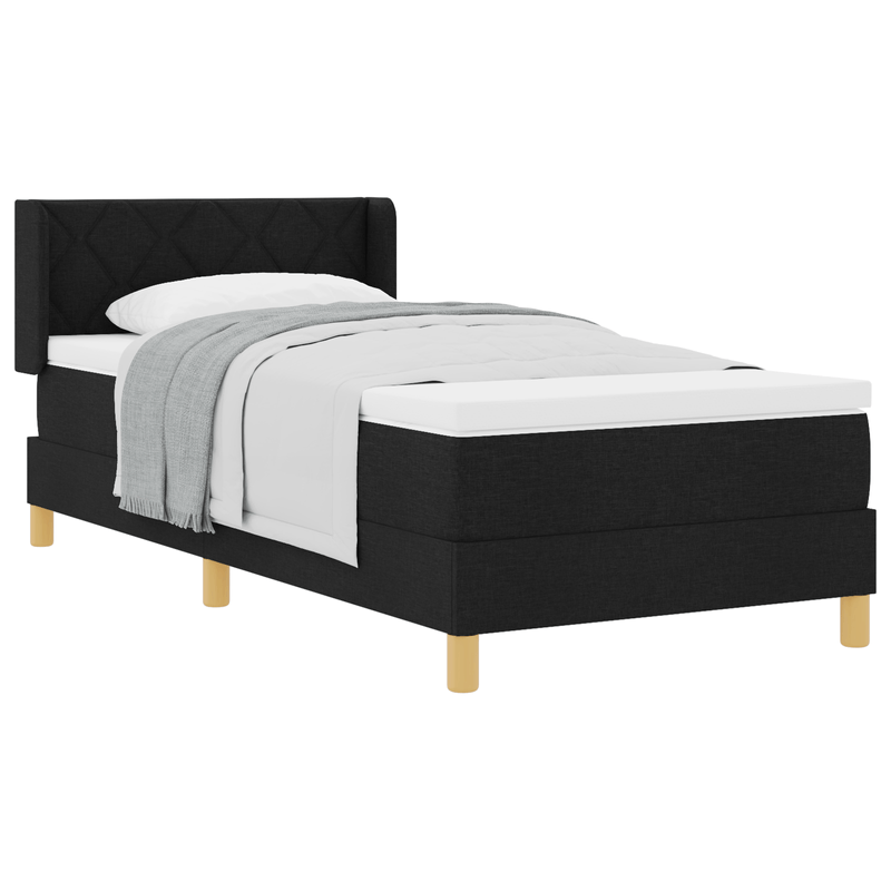 Casa si Gradina - Mobilier - Paturi si accesorii - Paturi - Pat cu arcuri si saltea Negru 90x200 cm Tapiterie - Infinity.ro