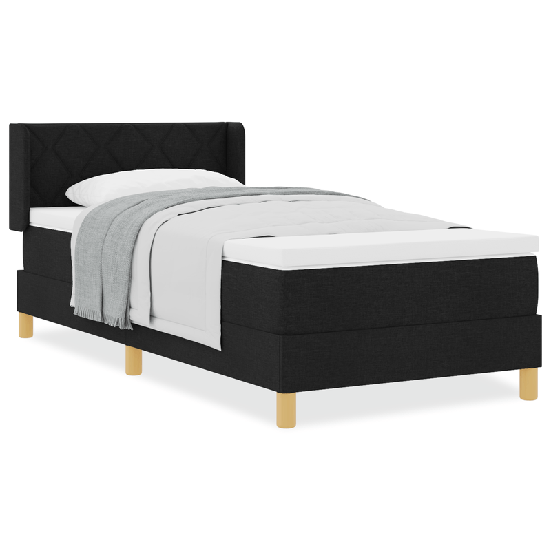 Casa si Gradina - Mobilier - Paturi si accesorii - Paturi - Pat cu arcuri si saltea Negru 90x200 cm Tapiterie - Infinity.ro