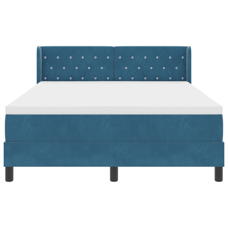 Casa si Gradina - Mobilier - Paturi si accesorii - Paturi - Pat box spring cu saltea, albastru inchis, 160x200 cm, catifea - Infinity.ro