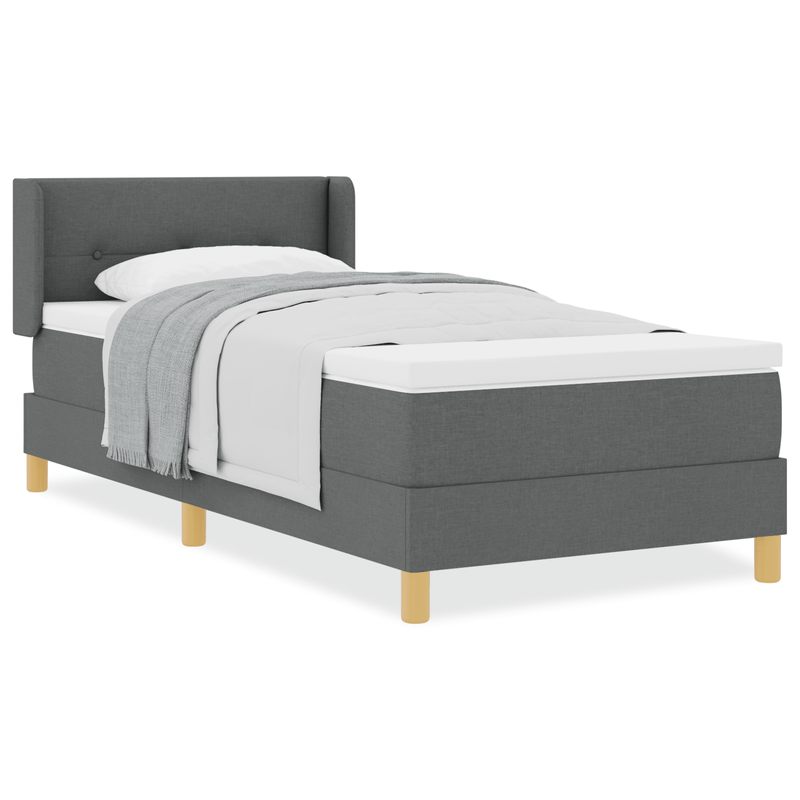 Casa si Gradina - Mobilier - Paturi si accesorii - Paturi - Pat cu springuri  cu saltea gri inchis 90x190 cm din material - Infinity.ro