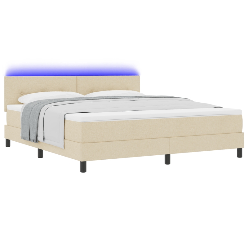 Casa si Gradina - Mobilier - Paturi si accesorii - Paturi - Pat cu Somier si Saltea & LED Crem 180x200 cm Tesatura - Infinity.ro