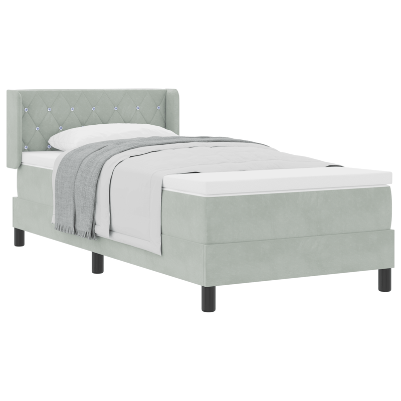 Casa si Gradina - Mobilier - Paturi si accesorii - Paturi - Pat box spring cu saltea, gri deschis, 90x200 cm, catifea - Infinity.ro