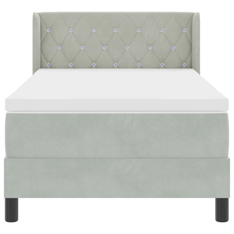 Casa si Gradina - Mobilier - Paturi si accesorii - Paturi - Pat box spring cu saltea, gri deschis, 90x200 cm, catifea - Infinity.ro