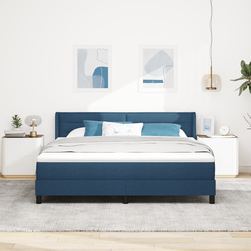 Casa si Gradina - Mobilier - Paturi si accesorii - Paturi - Pat cu arcuri  cu saltea albastra 180x200 cm tesatura - Infinity.ro