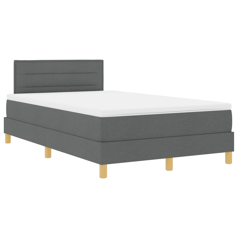 Casa si Gradina - Mobilier - Paturi si accesorii - Paturi - Pat cu arcuri cu saltea & LED Gri inchis 120x190 cm Tesatura - Infinity.ro
