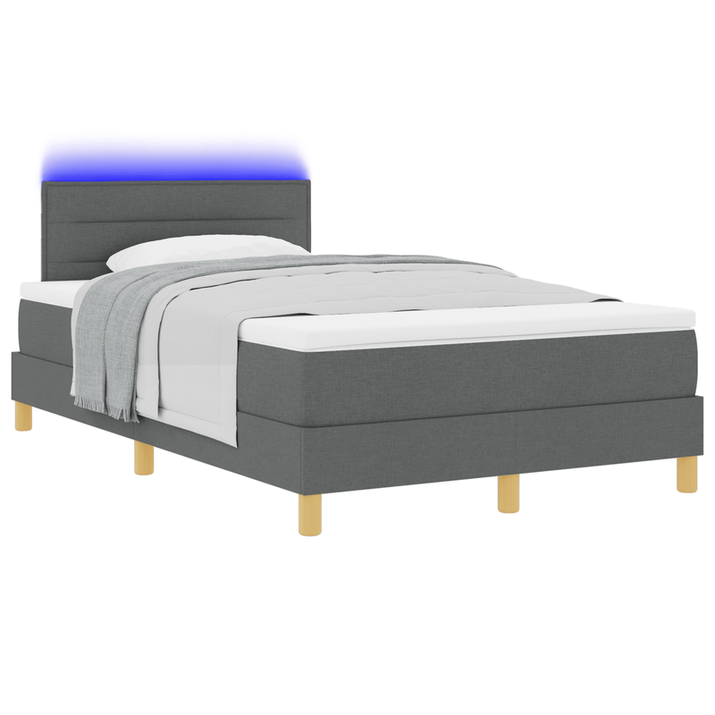 Casa si Gradina - Mobilier - Paturi si accesorii - Paturi - Pat cu arcuri cu saltea & LED Gri inchis 120x190 cm Tesatura - Infinity.ro